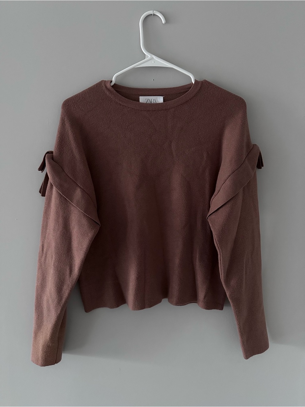 Zara Dusty Mauve Sweater with Shoulder Bows
